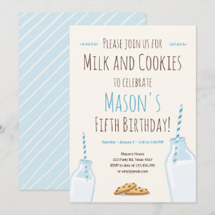 Invitación Fiesta de cumpleaños de Milán y Cookies Blue Boy