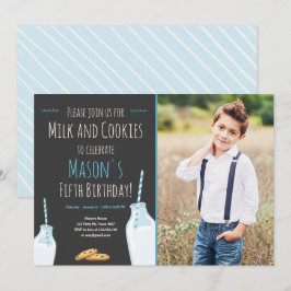 Invitación Fiesta de cumpleaños de Millón y Cookies Blue Boy