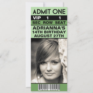 Invitación Fiesta de cumpleaños de Mint Green VIP Photo Ticke
