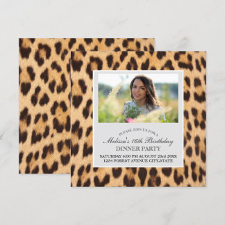 Invitación fiesta de cumpleaños de moda de moda leopardo prin