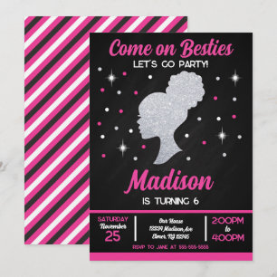 Invitación Fiesta de cumpleaños de moda de muñecas rosadas Be