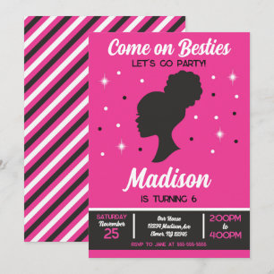 Invitación Fiesta de cumpleaños de moda de muñecas rosadas Be