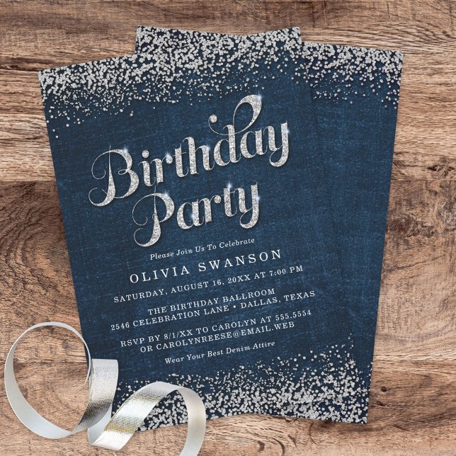 Invitación Fiesta de cumpleaños de moda Denim & Diamonds (Subido por el creador)
