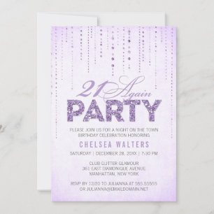 Invitación Fiesta de cumpleaños de moda Lavender Sparkle 21