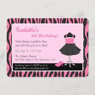 Invitación Fiesta de cumpleaños de moda para niñas con estamp