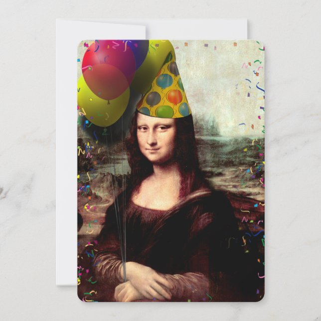 Invitación Fiesta de cumpleaños de Mona Lisa (Anverso)