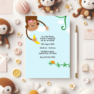 Invitación Fiesta de Cumpleaños de Mono Alegre en la Jungla p