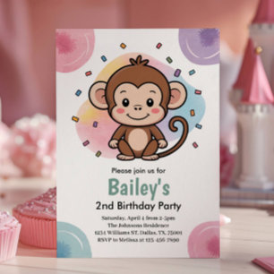 Invitación Fiesta de Cumpleaños de Mono en la Jungla para Niñ