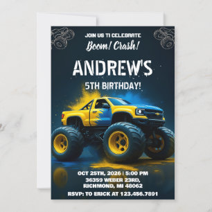 Invitación Fiesta de cumpleaños de Monster Personal Truck par