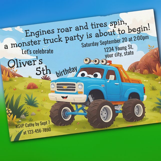 Invitación Fiesta de cumpleaños de Monster Truck (Subido por el creador)