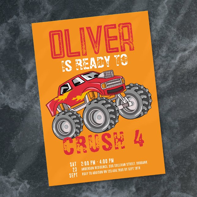 Invitación Fiesta de cumpleaños de Monster Truck (Subido por el creador)