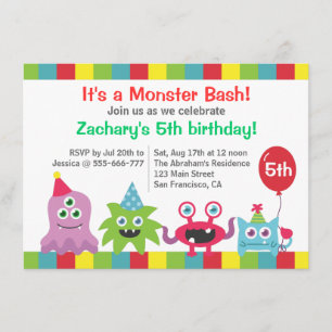 Invitación Fiesta de Cumpleaños de Monstruito Adorable para N