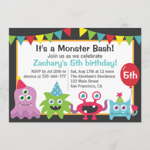 Invitación Fiesta de Cumpleaños de Monstruito Lindo para Niño