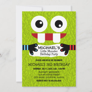 Invitación Fiesta de Cumpleaños de Monstruo Pequeño y Lindo