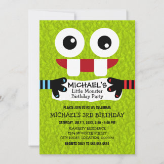 Invitación Fiesta de Cumpleaños de Monstruo Pequeño y Lindo
