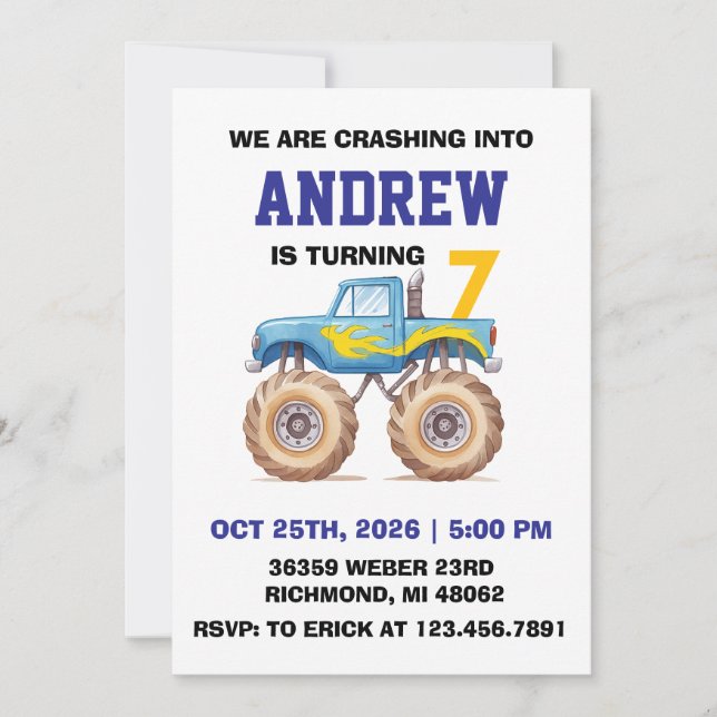 Invitación Fiesta de cumpleaños de monstruos personales para  (Anverso)