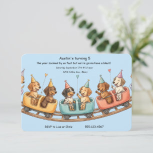 Invitación Fiesta de cumpleaños de montaña rusa de Dachshund 