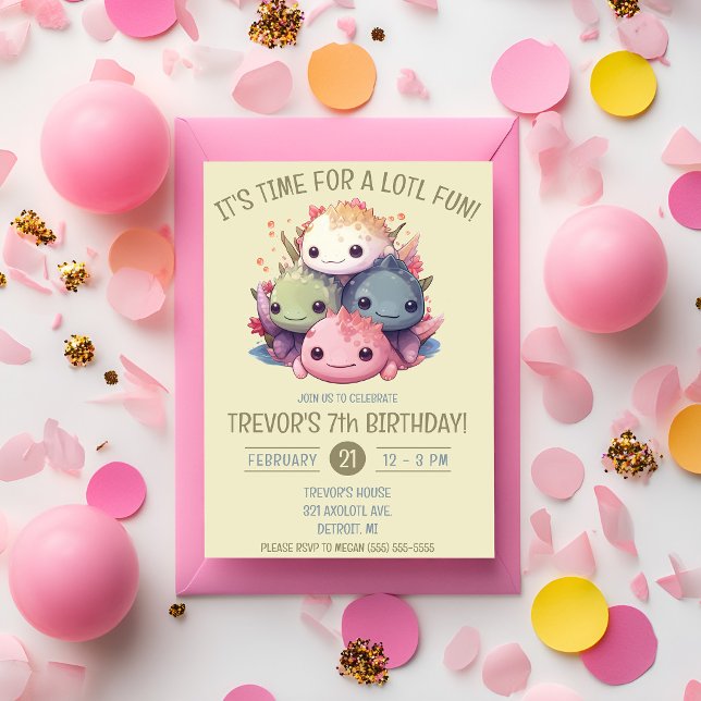 Invitación Fiesta de Cumpleaños de Montón de Ajolotes Adorabl (Subido por el creador)