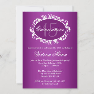 Invitación Fiesta De Cumpleaños De Morple Elegant Swirl Quinc
