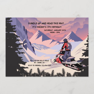 Invitación Fiesta de cumpleaños de moto de nieve