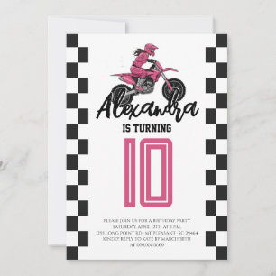 Invitación Fiesta de cumpleaños de motocross para niñas en bi