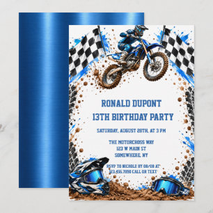 Invitación Fiesta de cumpleaños de motocross para niños