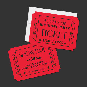 Invitación Fiesta de cumpleaños de Movie Ticket