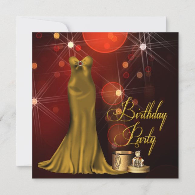Invitación Fiesta de cumpleaños de mujer Art Deco (Anverso)