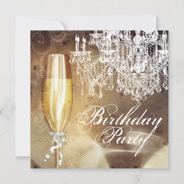 Invitación Fiesta de cumpleaños de mujer con candelabro antig (Anverso)