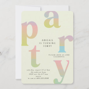 Invitación Fiesta de cumpleaños de mujer con gradiente retro