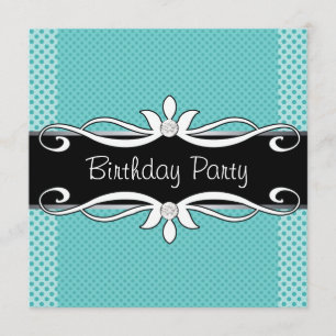 Invitación Fiesta de cumpleaños de mujer con lunares azules t