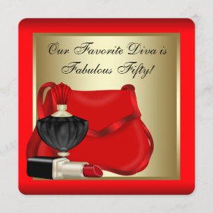 Invitación Fiesta de cumpleaños de mujer con perfume rojo neg