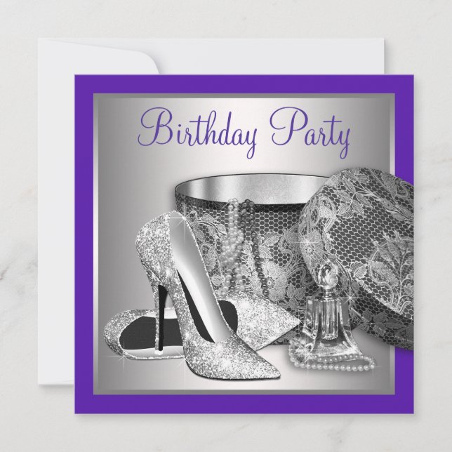 Invitación Fiesta de cumpleaños de mujer con tacones altos de (Anverso)