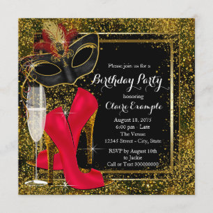 Invitación Fiesta de cumpleaños de mujer con tacones altos ro