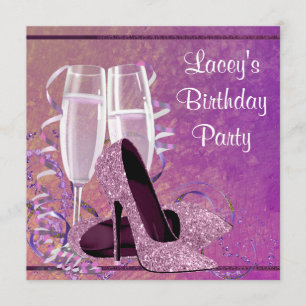 Invitación Fiesta de Cumpleaños de Mujer con Zapatos de Tacón