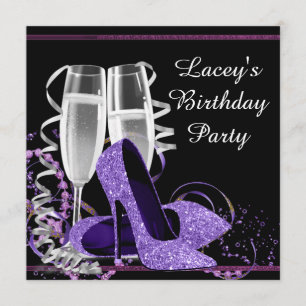 Invitación Fiesta de Cumpleaños de Mujer con Zapatos de Tacón