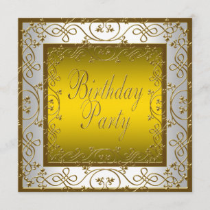 Invitación Fiesta de cumpleaños de mujer de oro blanco