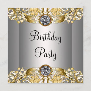 Invitación Fiesta de cumpleaños de mujer de oro plateado
