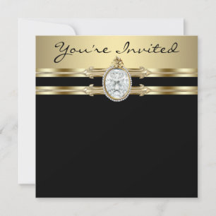 Invitación Fiesta de cumpleaños de mujer elegante con joyas e