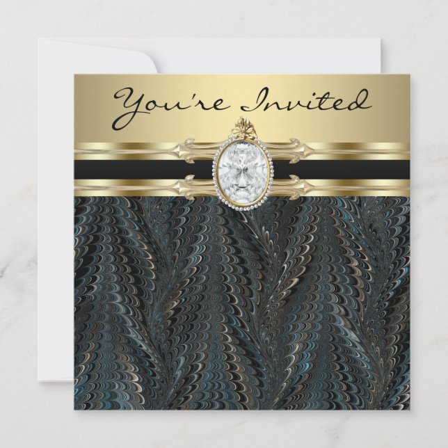 Invitación Fiesta de cumpleaños de mujer elegante con joyas e (Anverso)