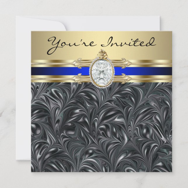 Invitación Fiesta de cumpleaños de mujer elegante con joyas e (Anverso)