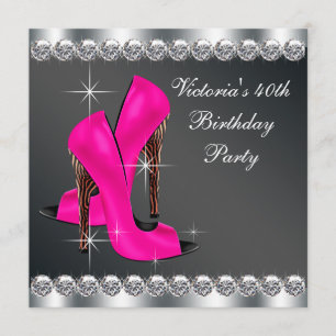 Invitación Fiesta de cumpleaños de mujer en rosa caliente