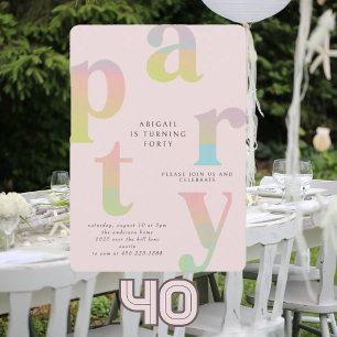Invitación Fiesta de cumpleaños de mujer gradiente retro