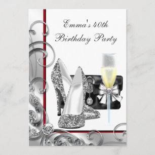 Invitación Fiesta de cumpleaños de mujer roja
