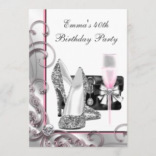 Invitación Fiesta de cumpleaños de mujer rosa