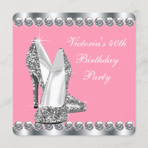 Invitación Fiesta de cumpleaños de mujer rosa