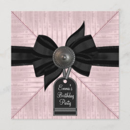 Invitación Fiesta de cumpleaños de mujer rosa negro