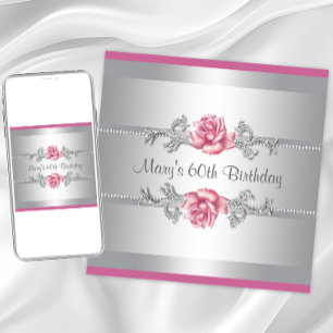 Invitación Fiesta de cumpleaños de mujer Rosa Rosa