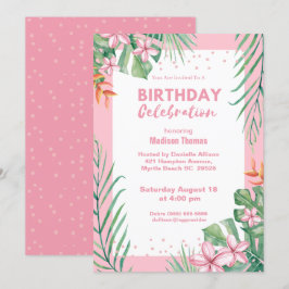 Invitación Fiesta de cumpleaños de mujeres con confeti floral