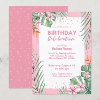 Invitación Fiesta de cumpleaños de mujeres con confeti floral